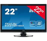 ProLite E2278HSD-1 monitor LED 22" Full HD + Kabel VGA MC340-3M męski/ męski- 3 m + Adapter DVI męski/ VGA żeński CG-211E